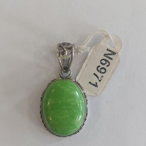 Green Oval Pendant Necklace
